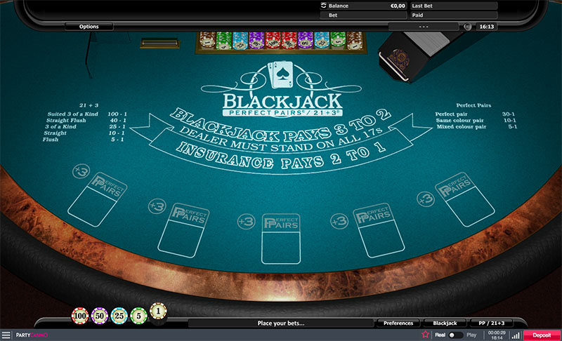 Blackjack Perfect Pairs & 21+3