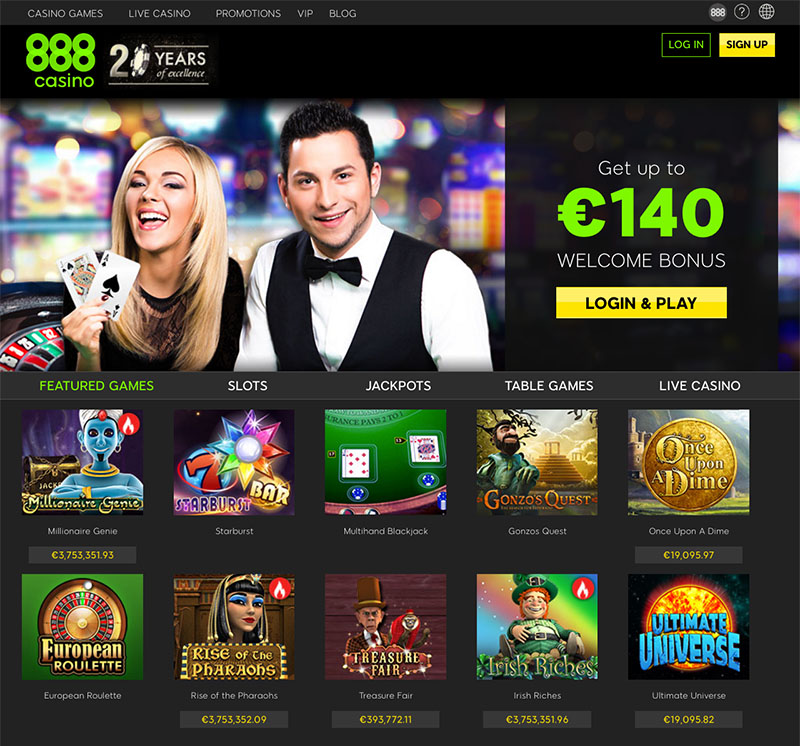 888casino Website Homepage